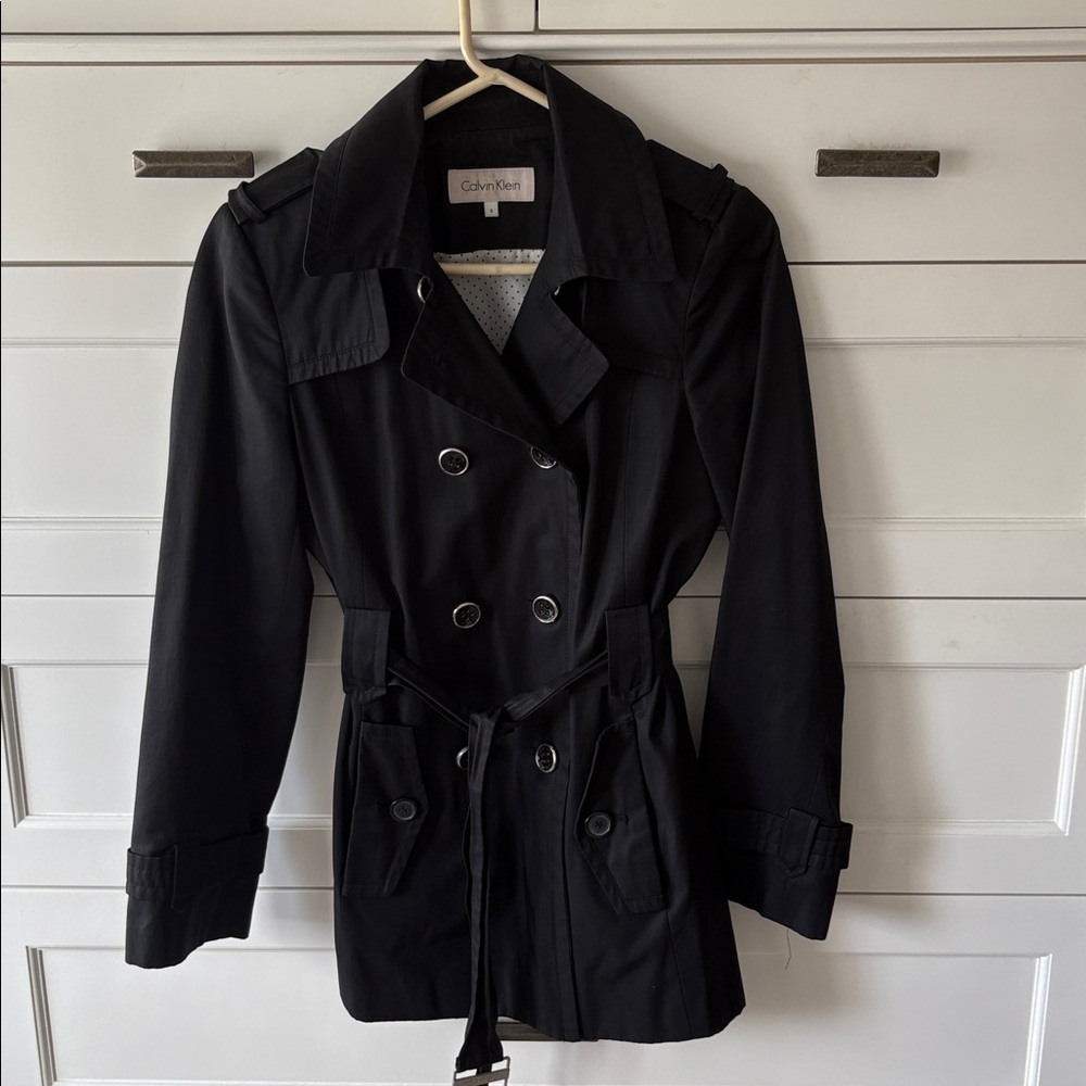 Calvin Klein Elegant Black Double-Breasted Coat